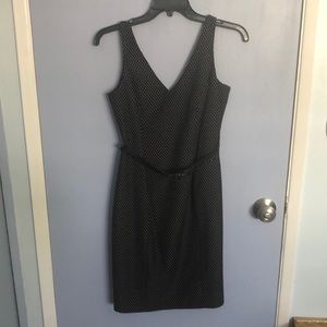 Evan Picone Fitted black & cream polka dot dress